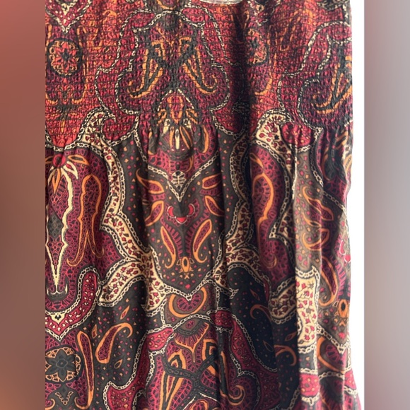 orange paisley boho hippie skirt with a smocked waistband by Charter Club - Picture 2 of 4